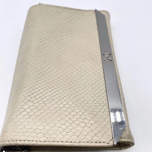 VINTAGE HALSTON Heritage Crossbody Bag Beige Snake Embossed Leather Hand… - Picture 8 of 16